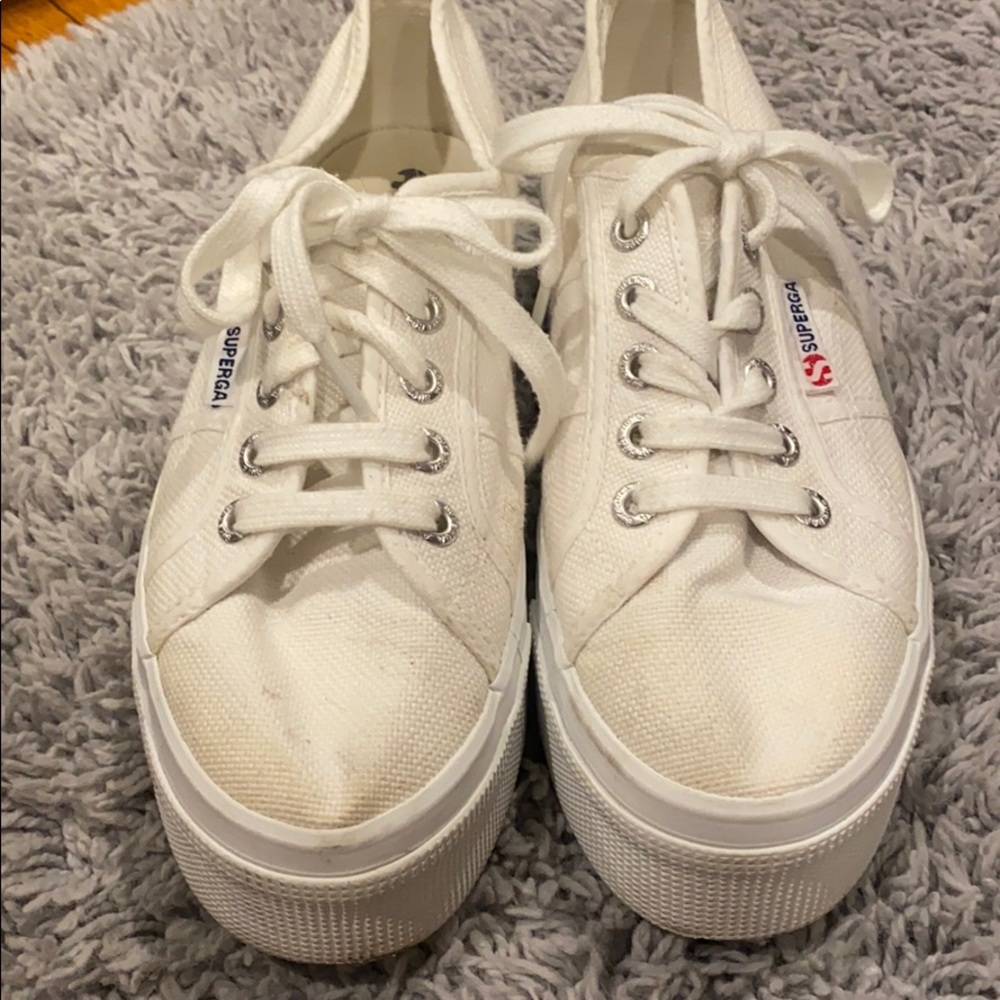 White Superga Platform Sneakers